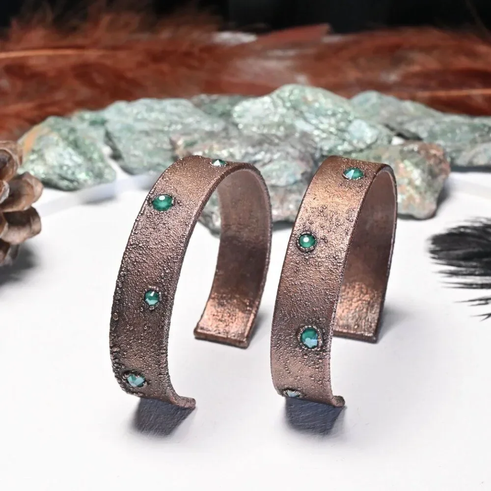 Emerald Swarovski Crystal Copper Cuff Bracelet